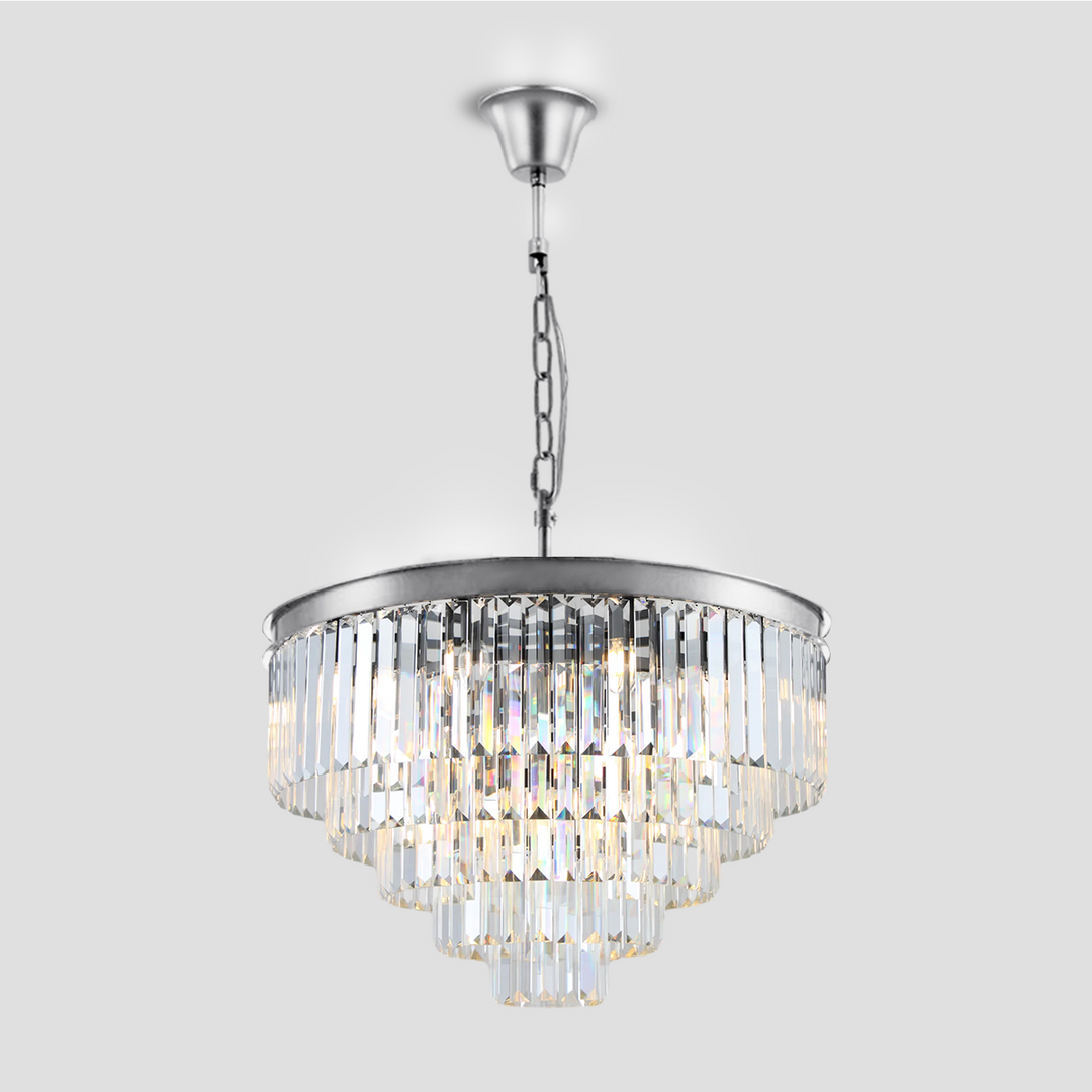 Della  Multi-Tier Clear/Smoke Crystal Round Chandelier