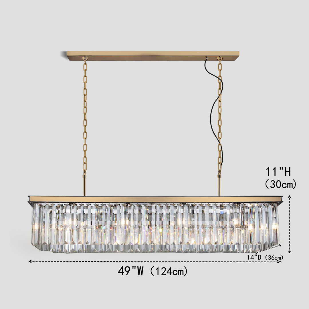 Della Single-Tier Rectangular Crystal Rod Chandelier