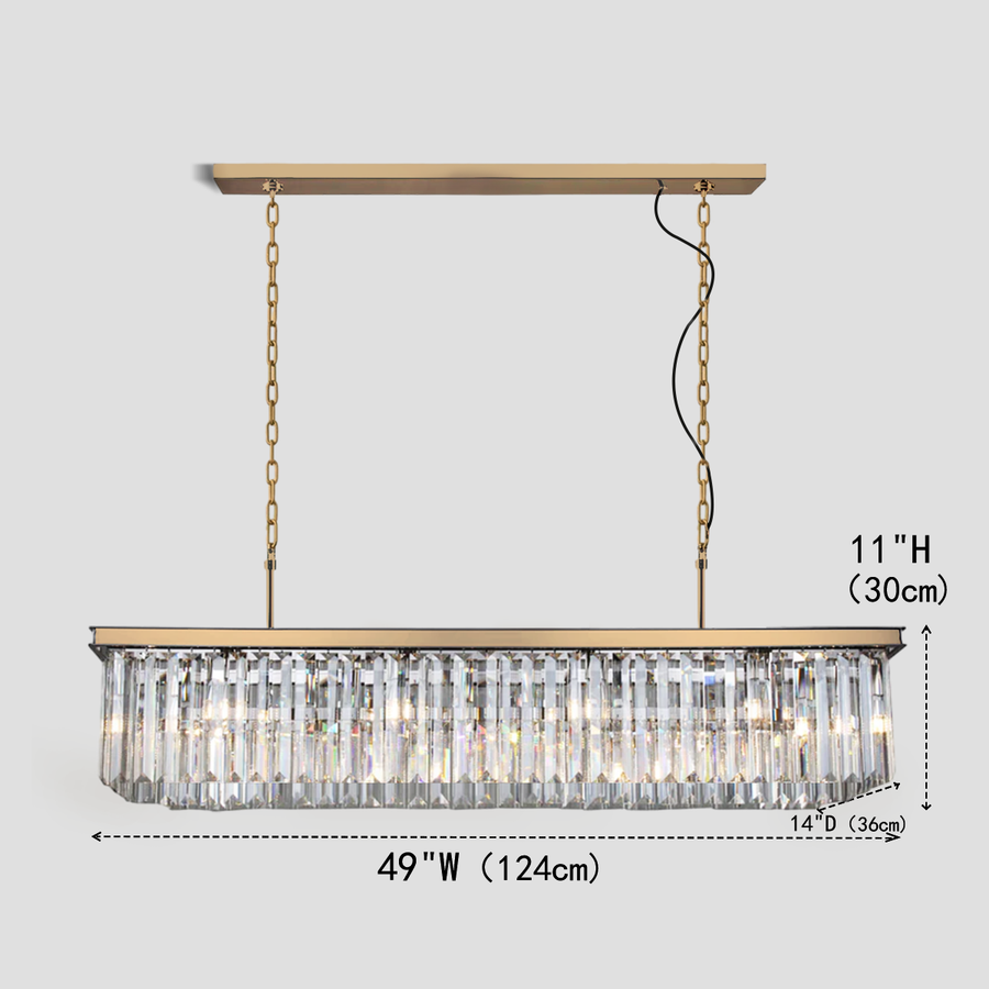 Della Single-Tier Rectangular Crystal Rod Chandelier