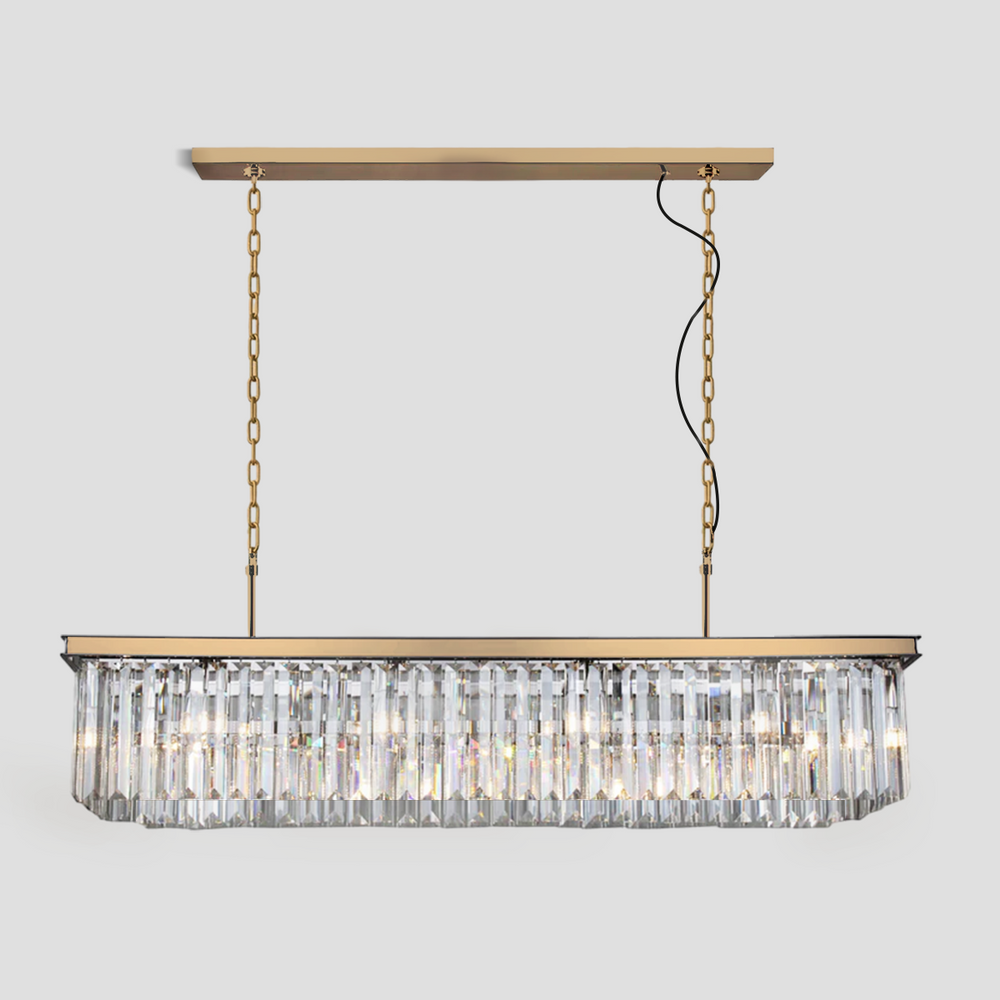 Della Single-Tier Rectangular Crystal Rod Chandelier