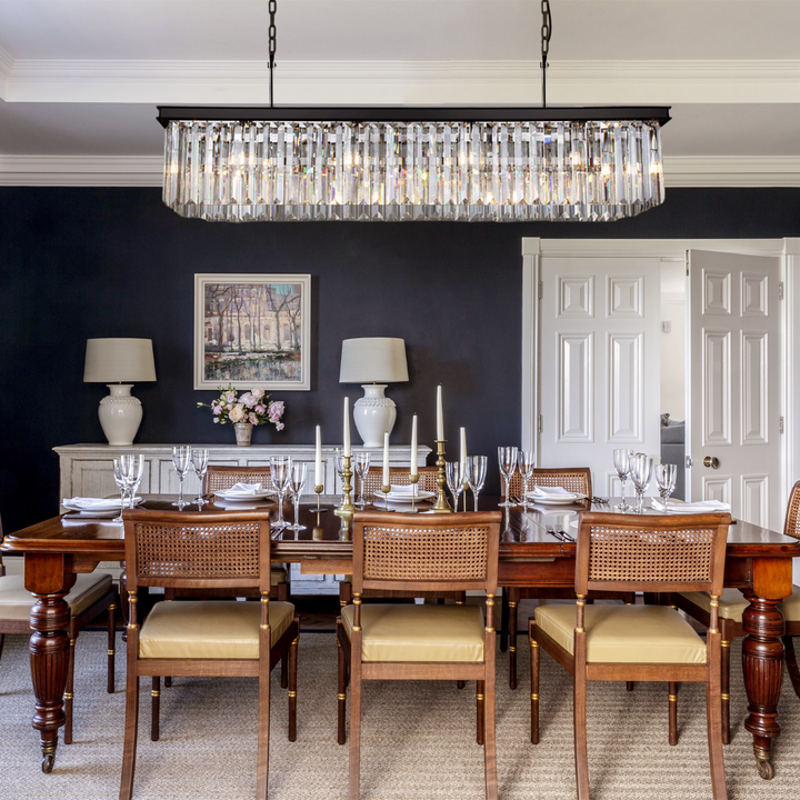 Della Single-Tier Rectangular Crystal Rod Chandelier