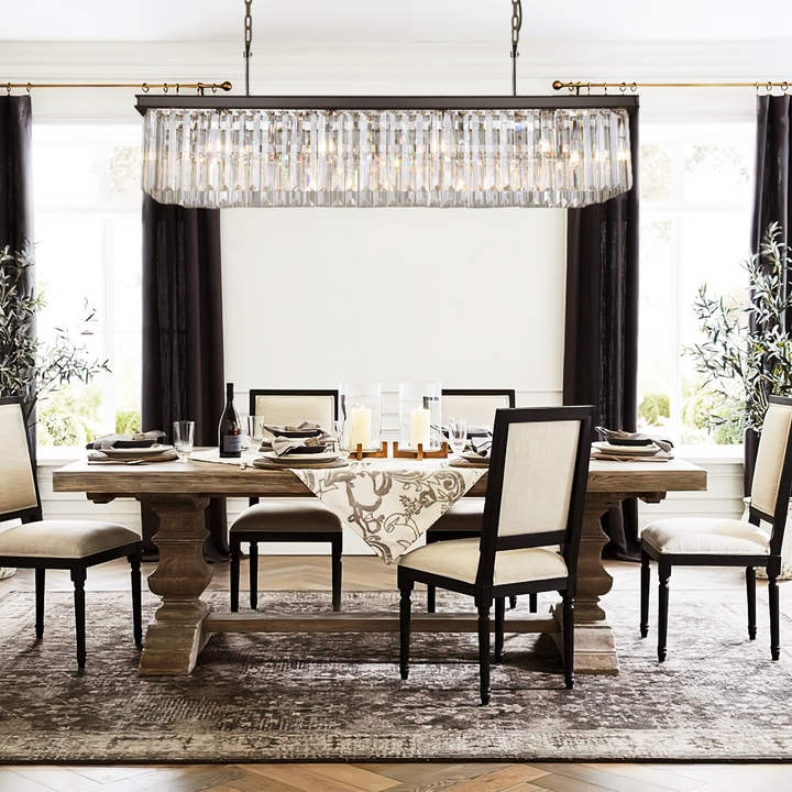 Della Single-Tier Rectangular Crystal Rod Chandelier