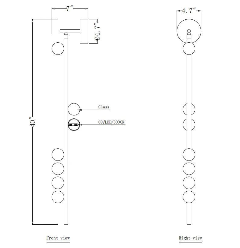 Drop System Wall Sconce 7 Bulbs