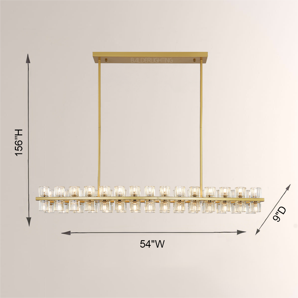Felix Crystal Rectangular Chandelier 54"