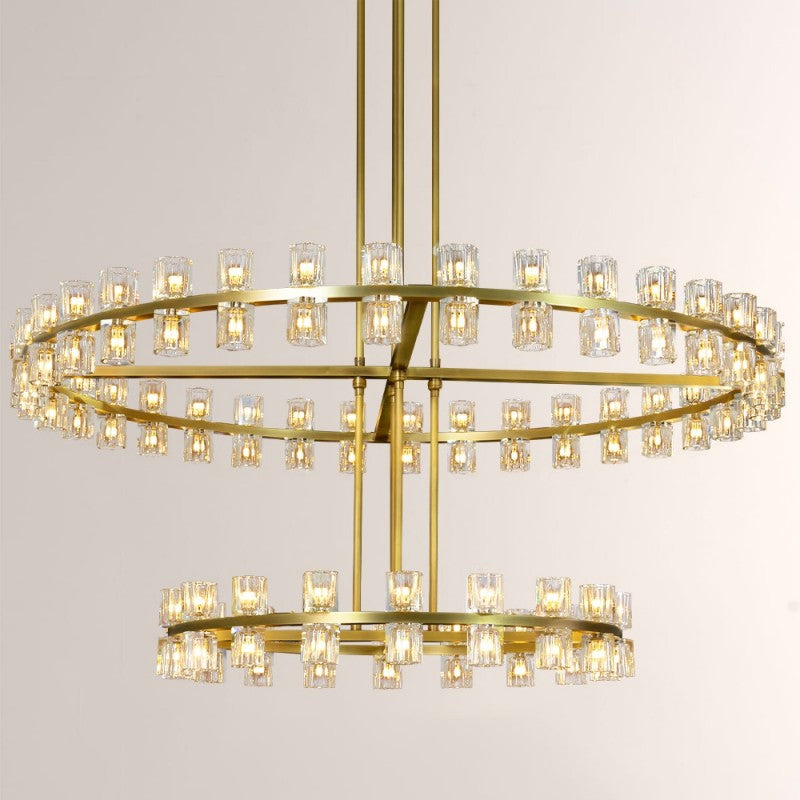 Felix Crystal Shades 2-tier Round Chandelier 60"D