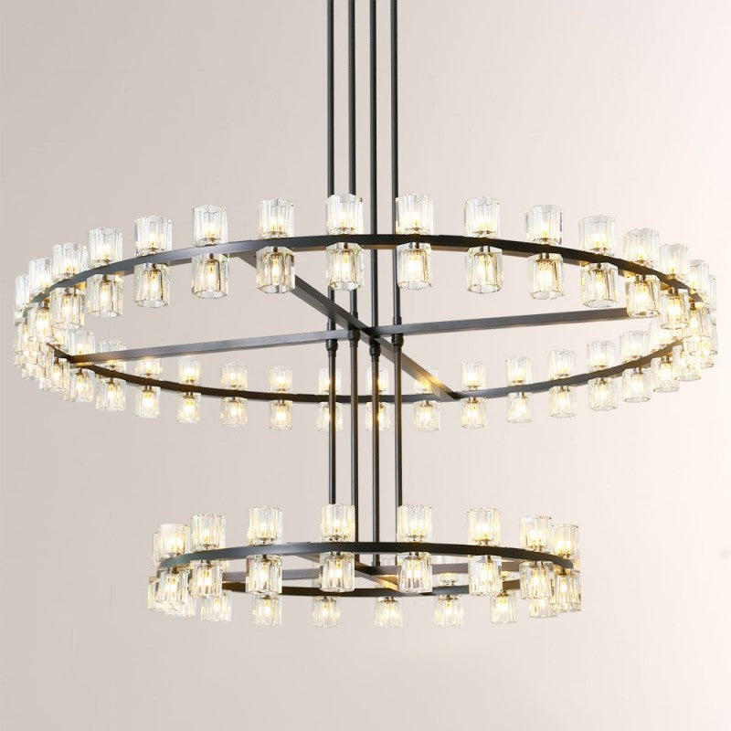 Felix Crystal Shades 2-tier Round Chandelier 60"D
