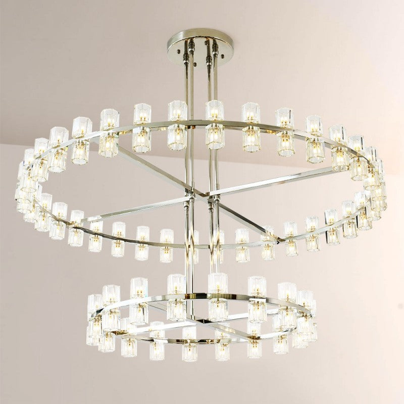 Felix Crystal Shades 2-tier Round Chandelier 60"D