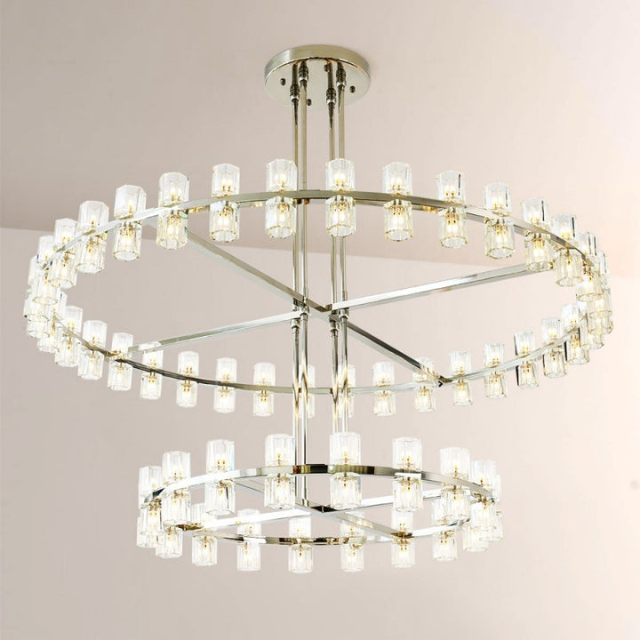 Felix Crystal Shades 2-tier Round Chandelier 60"D