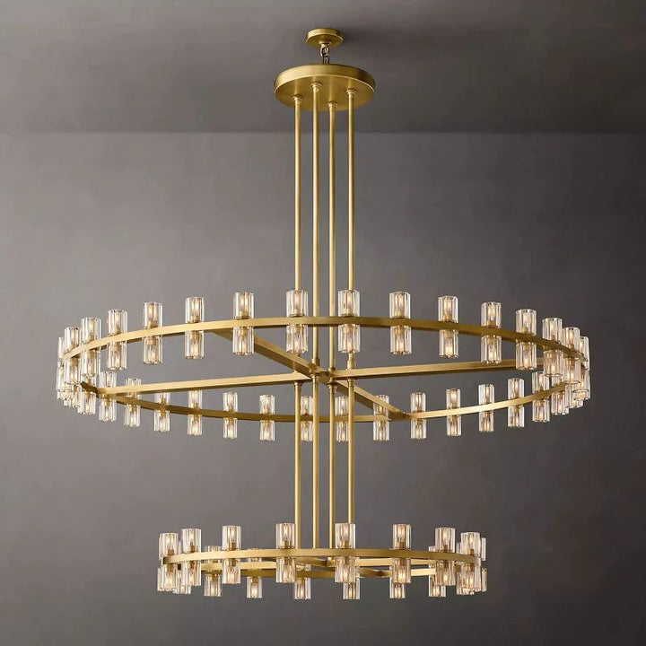 Felix Crystal Shades 2-tier Round Chandelier 60"D