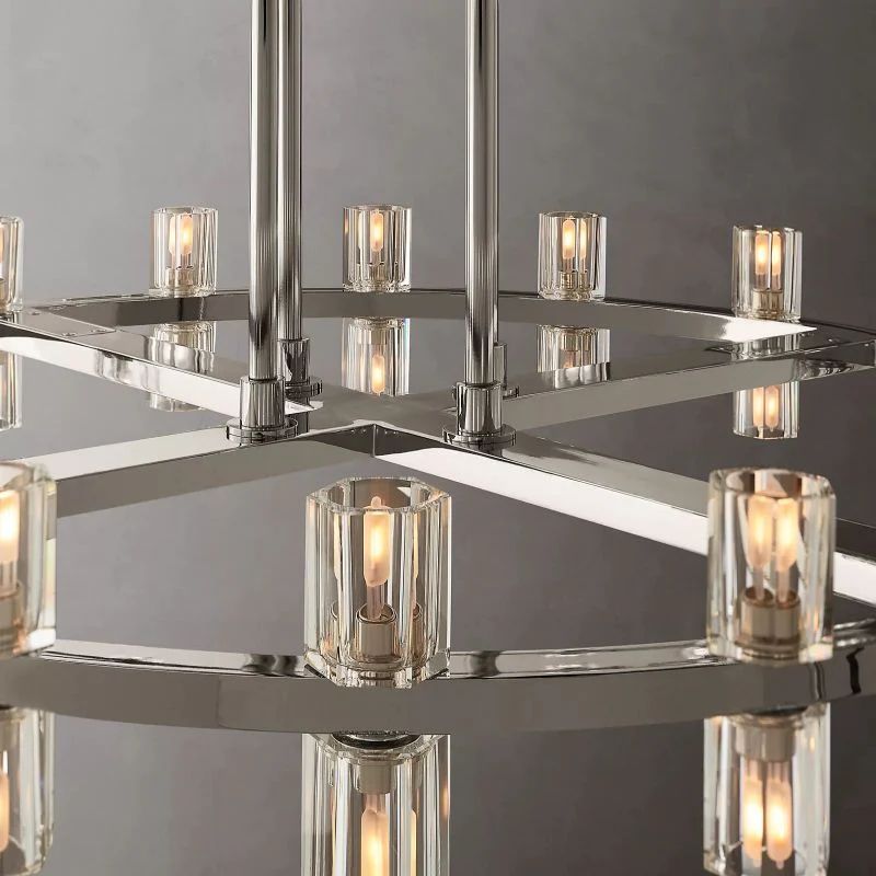 Felix Crystal Shades 2-tier Round Chandelier 60"D