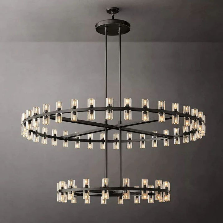 Felix Crystal Shades 2-tier Round Chandelier 60"D
