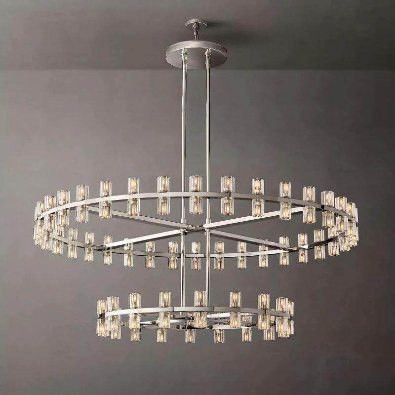 Felix Crystal Shades 2-tier Round Chandelier 60"D