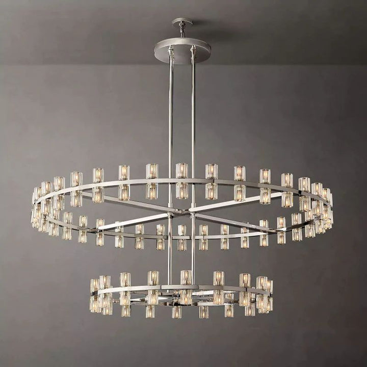 Felix Crystal Shades 2-tier Round Chandelier 60"D