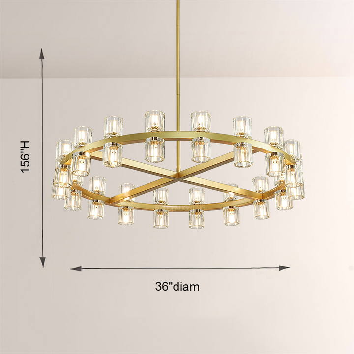 Felix Crystal Shades Round Chandelier 36"
