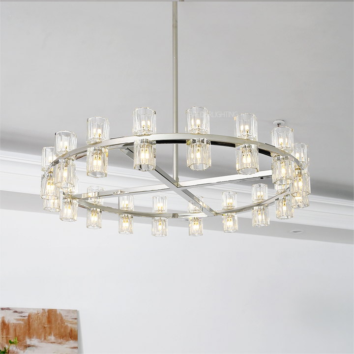 Felix Crystal Shades Round Chandelier 36"