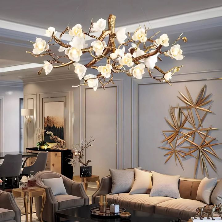 Flower Bloom Branch Ceramic Chandelier