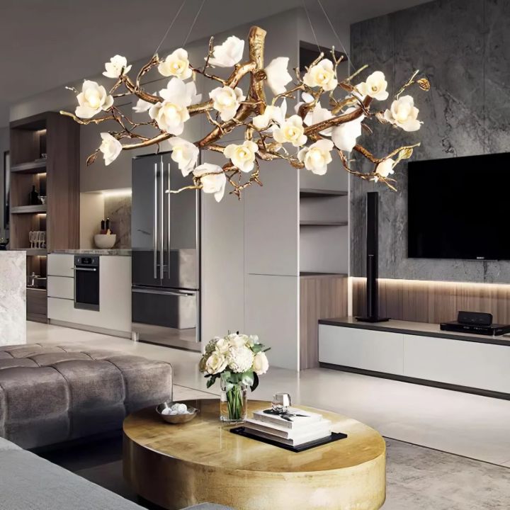 Flower Bloom Branch Ceramic Chandelier