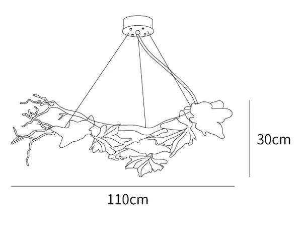 Folio Branch Brass Glass Chandelier