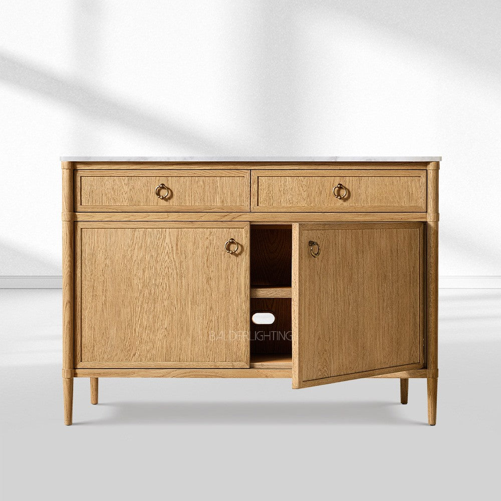 Franois Marble Double-Door Sideboard with Drawers