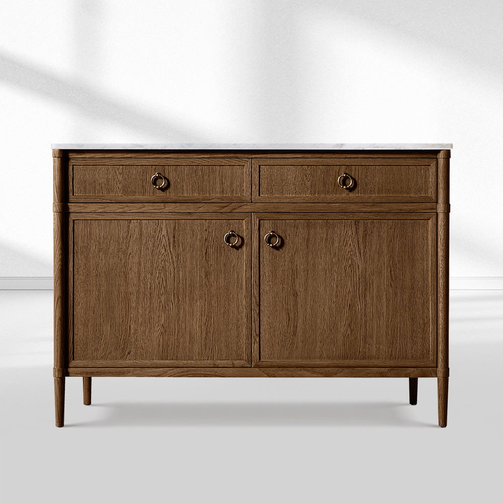 Franois Marble Double-Door Sideboard with Drawers