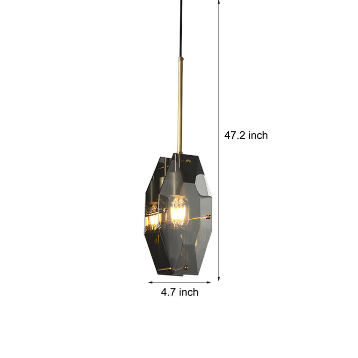 Frink Modern Faceted Smoke Crystal Pendant Light