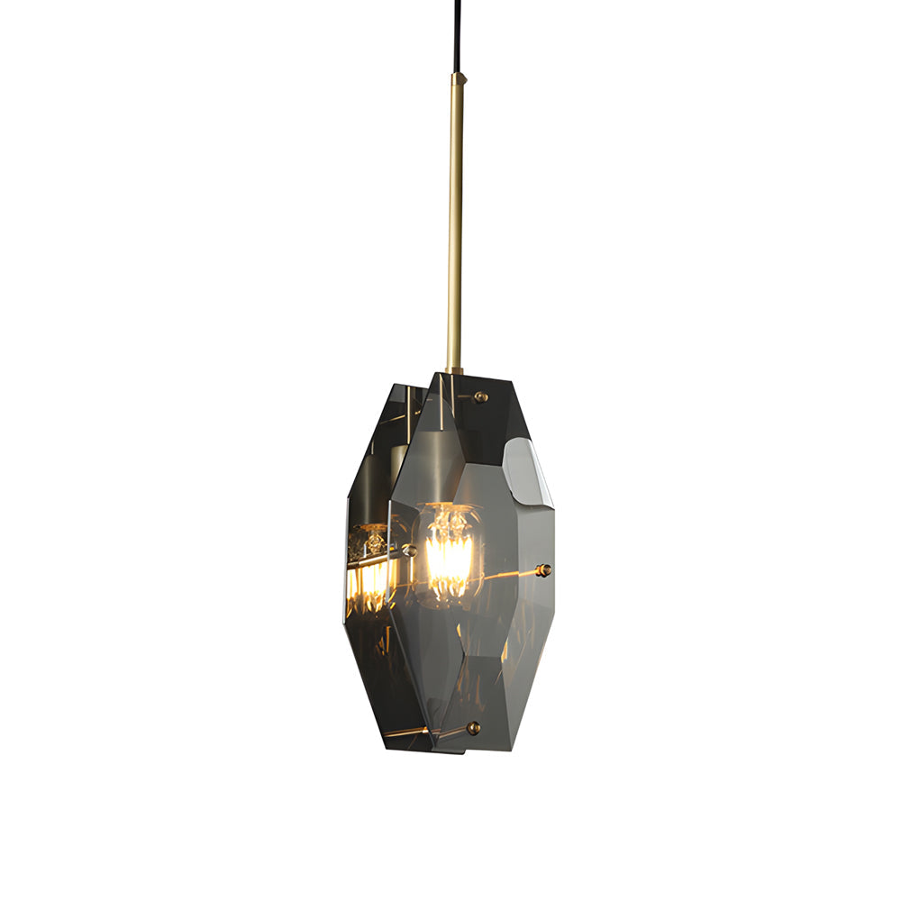 Frink Modern Faceted Smoke Crystal Pendant Light
