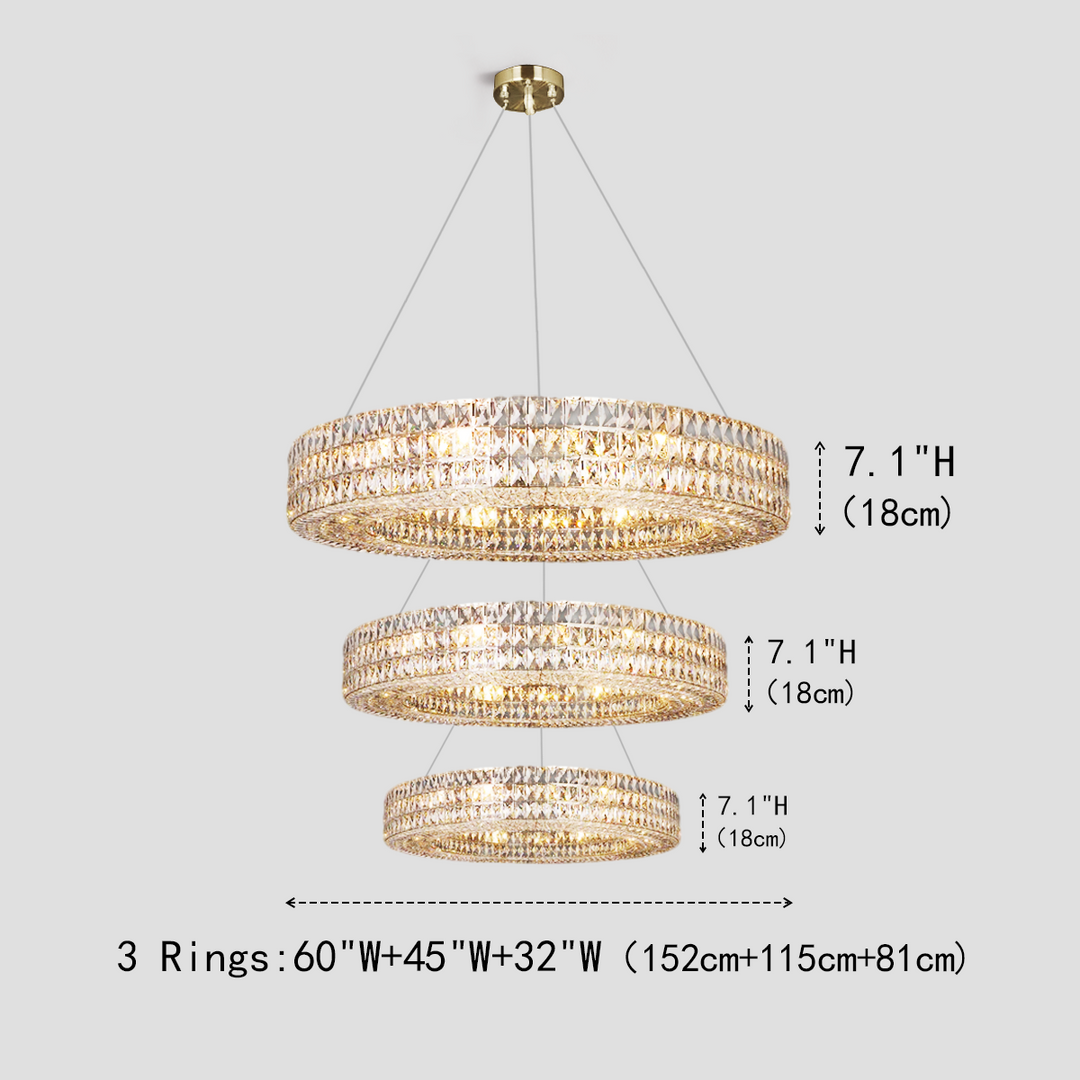 Gadsden Halo Crystal Multi-Tier Ring Chandelier