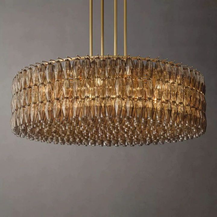 Vicky Smoke Glass Round Chandelier 62"