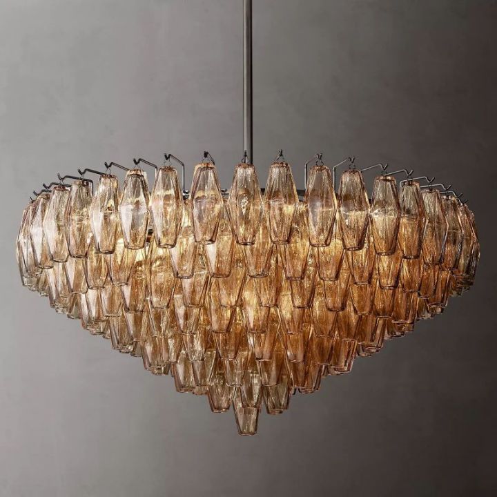 Vicky Smoke Glass Tiered Round Chandelier 37"