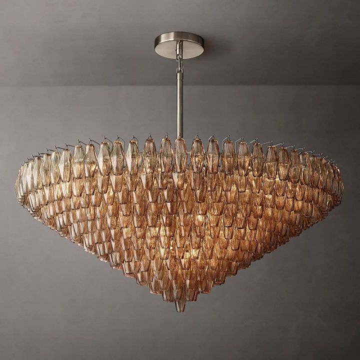 Vicky Smoke Glass Tiered Round Chandelier 62"