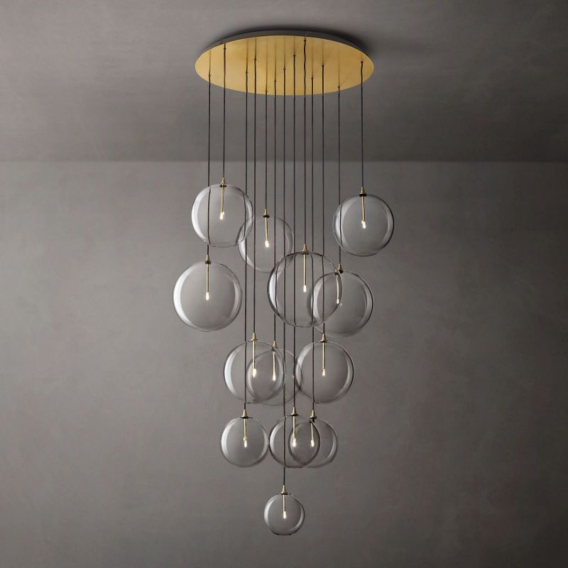 Gale Glass Globe Mobile Cluster  Living Room Chandelier 44"