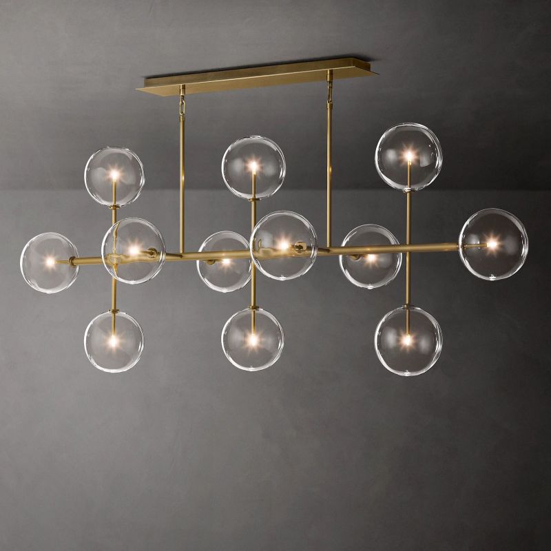 Gale Glass Globe Mobile Linear Chandelier 72"For Living Room