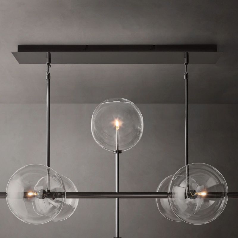 Gale Glass Globe Mobile Linear Chandelier 72"For Living Room
