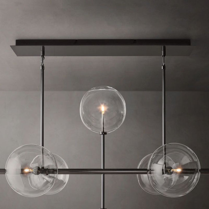 Gale Glass Globe Mobile Linear Chandelier 72"For Living Room