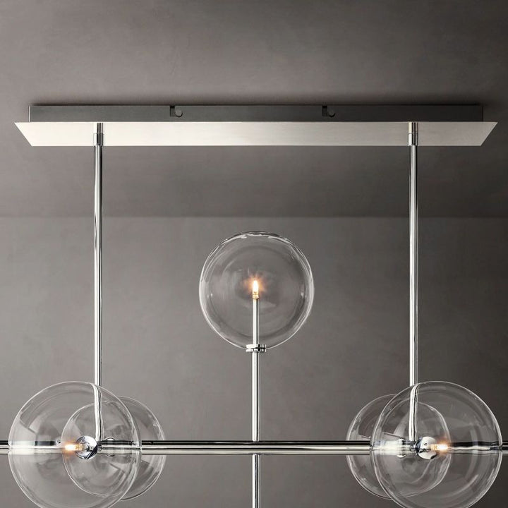Gale Glass Globe Mobile Linear Chandelier 72"For Living Room