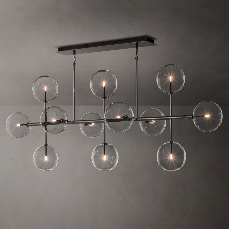 Gale Glass Globe Mobile Linear Chandelier 72"For Living Room