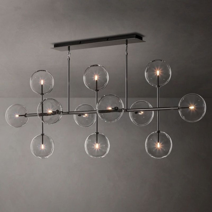 Gale Glass Globe Mobile Linear Chandelier 72"For Living Room