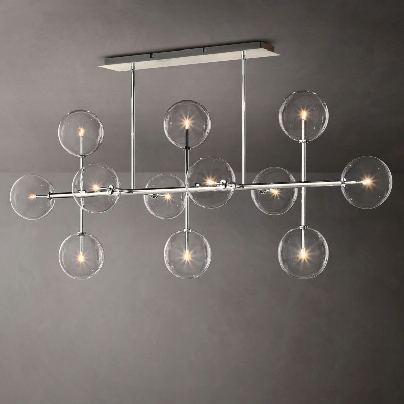 Gale Glass Globe Mobile Linear Chandelier 72"For Living Room