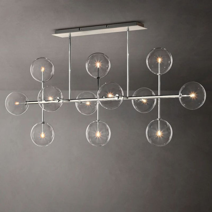 Gale Glass Globe Mobile Linear Chandelier 72"For Living Room