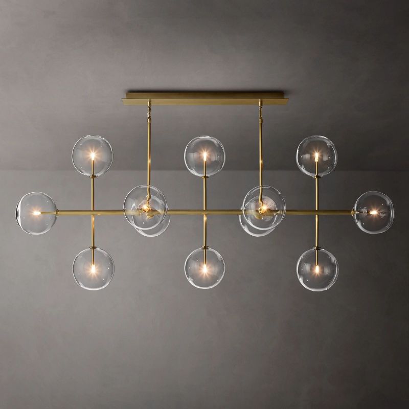 Gale Glass Globe Mobile Linear Chandelier 72"For Living Room