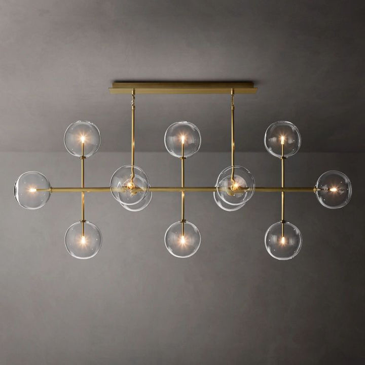 Gale Glass Globe Mobile Linear Chandelier 72"For Living Room