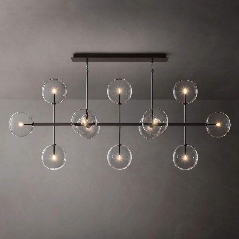 Gale Glass Globe Mobile Linear Chandelier 72"For Living Room