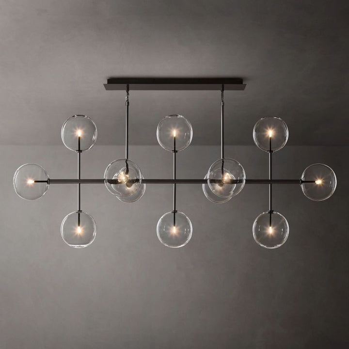 Gale Glass Globe Mobile Linear Chandelier 72"For Living Room