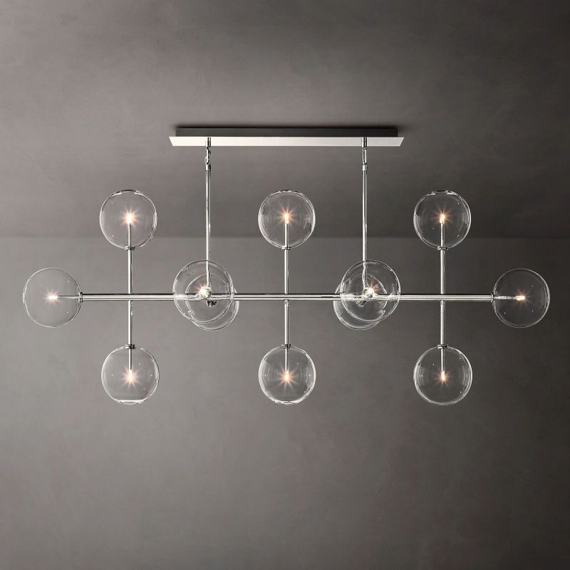 Gale Glass Globe Mobile Linear Chandelier 72"For Living Room