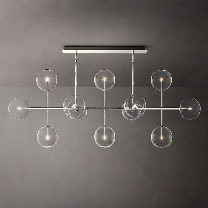 Gale Glass Globe Mobile Linear Chandelier 72"For Living Room