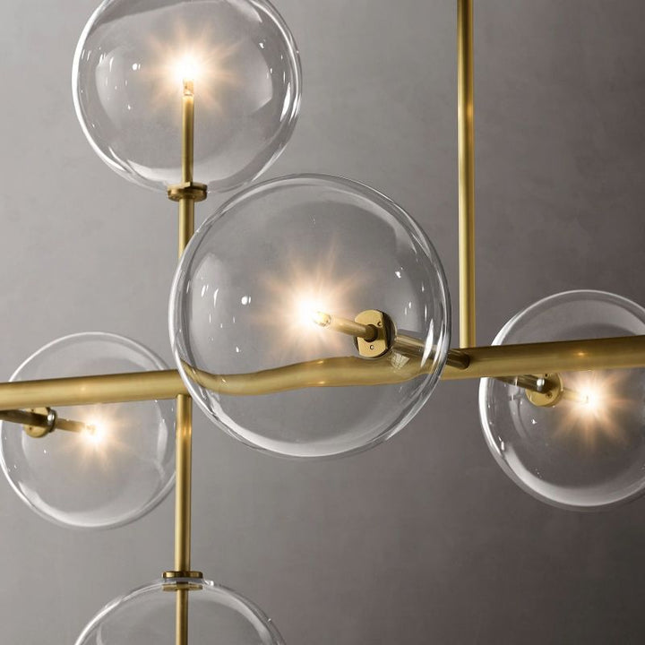 Gale Glass Globe Mobile Linear Chandelier 72"For Living Room