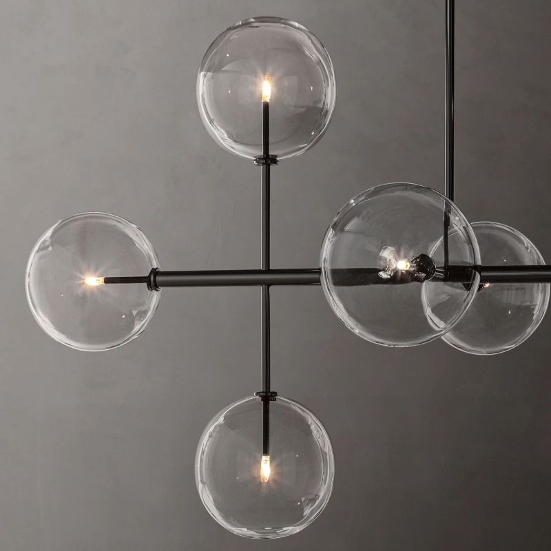 Gale Glass Globe Mobile Linear Chandelier 72"For Living Room
