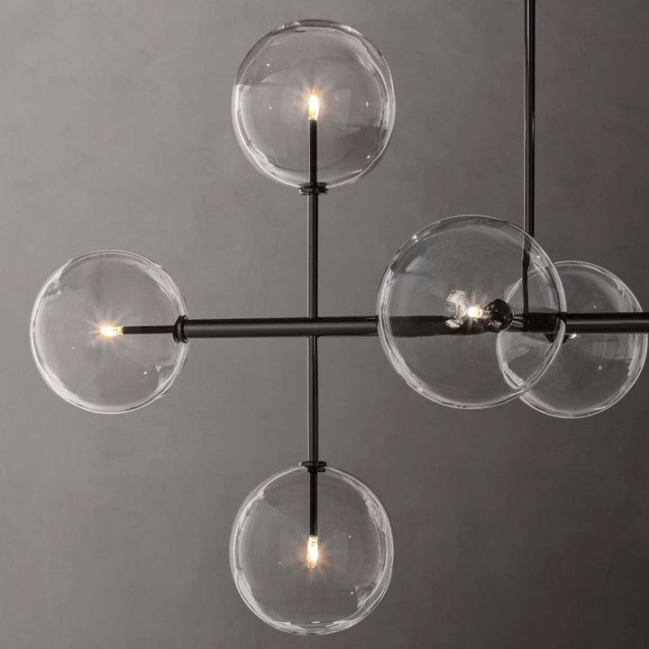 Gale Glass Globe Mobile Linear Chandelier 72"For Living Room