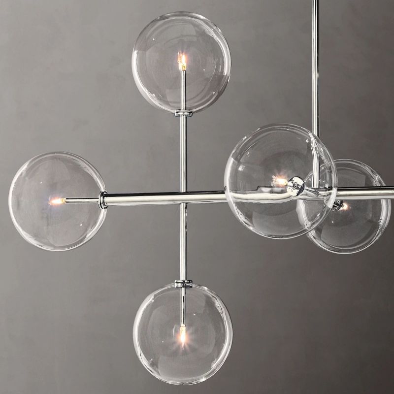 Gale Glass Globe Mobile Linear Chandelier 72"For Living Room