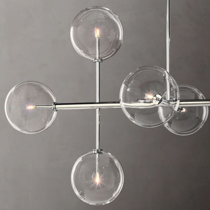 Gale Glass Globe Mobile Linear Chandelier 72"For Living Room